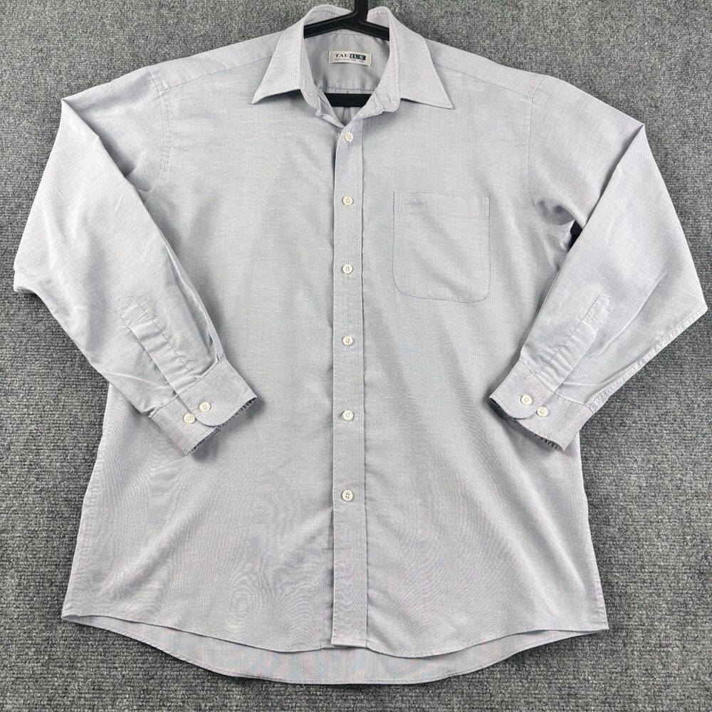 Taurus Mens Dress Shirt 100 Light Blue Gray Long Sleeve Button Up Pocket